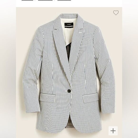 J. Crew Cotton Alfie Blazer in Striped Chino- Single Breasted Vintage Prep Style - Picture 15 of 16